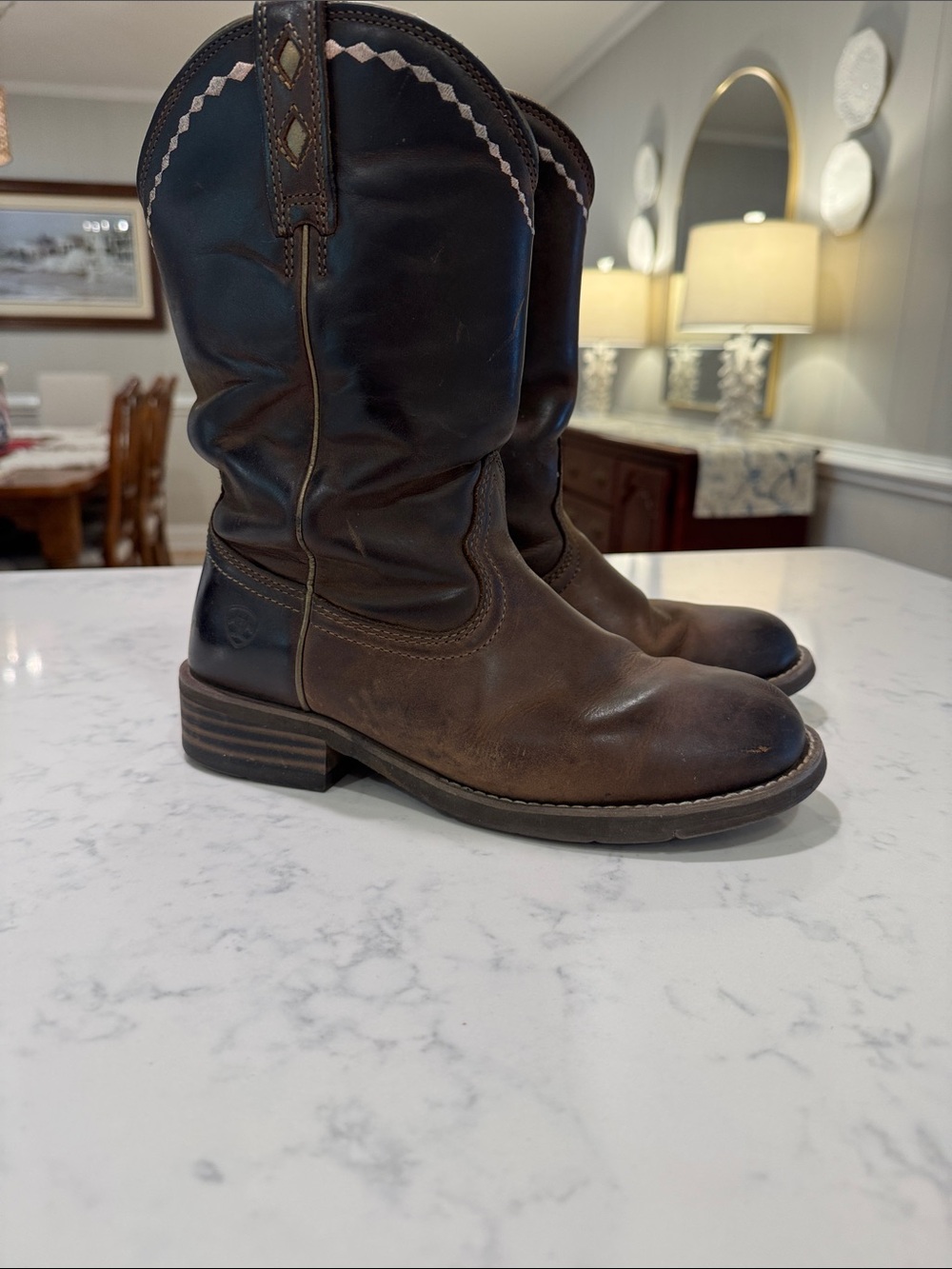 ARIAT Women’s Unbridled Roper Boots Dark Brown Leather Cowgirl Size 7.5 - Picture 2 of 15